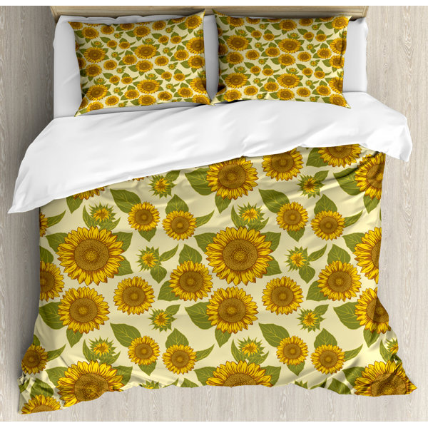 East Urban Home Ambesonne Sunflower Duvet Cover Set, Funky Style